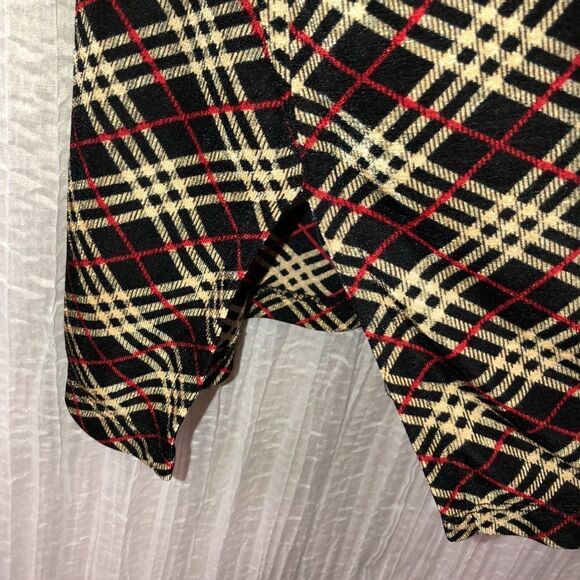 Sz XL-1X Diagonal Nova Check Black Ivory Red Short Sleeve Crewneck Pullover Top - Picture 6 of 8